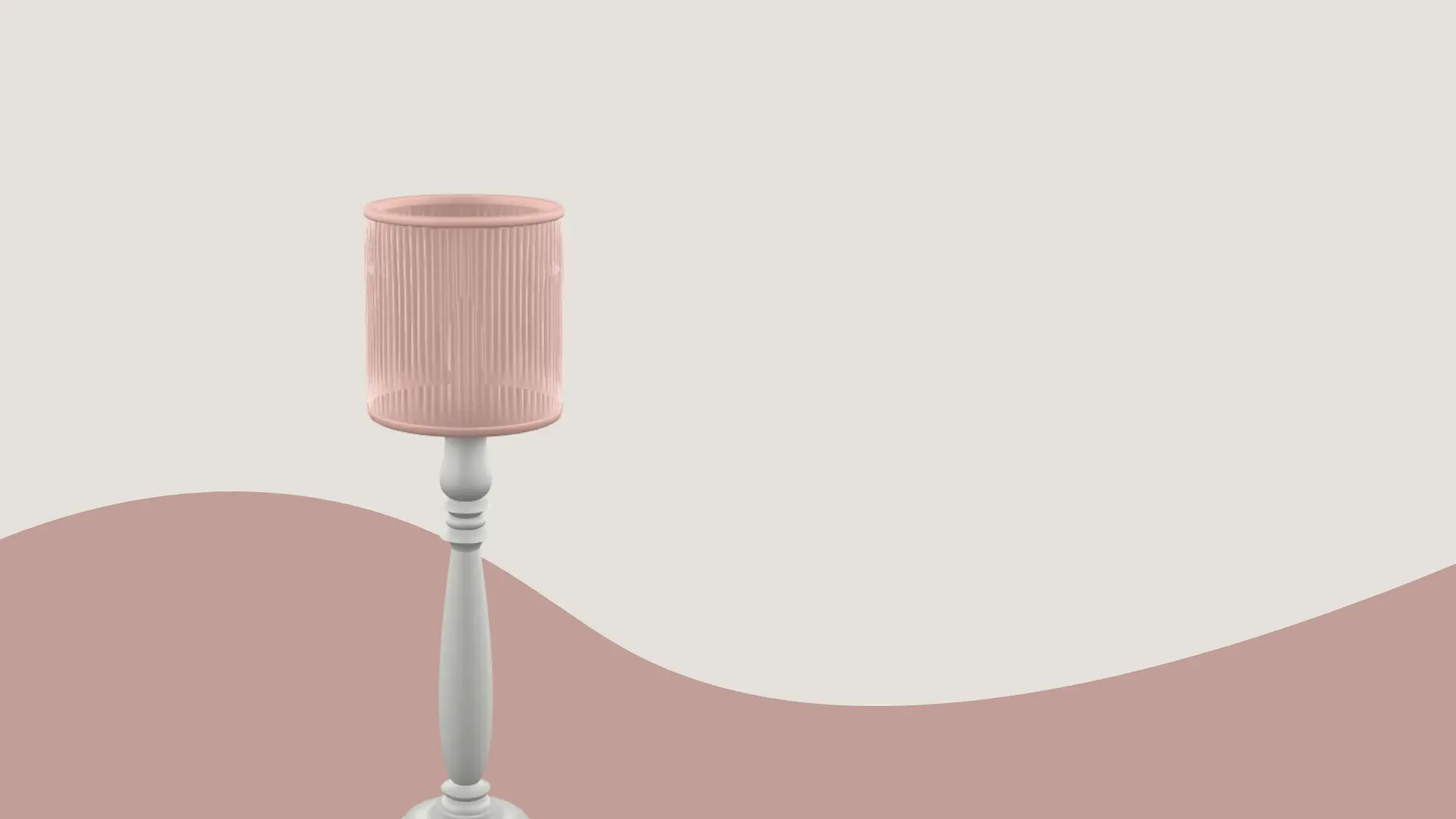 Latar belakang promosi hero — lampu Nala dengan kap merah muda dari TooCozyhome
